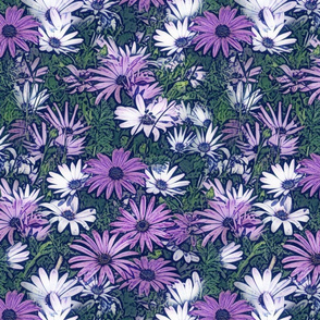Field of Purple & White Daisies
