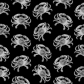 Vintage Crab Art Pattern with Black Background
