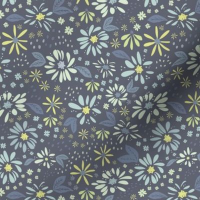 Chambray Daisies at Midnight