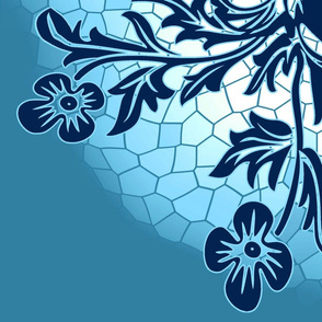 Floral Oval Quilt 1 AQUA BLUE