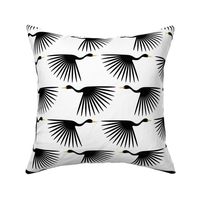 Art Deco Cranes - Black on White - 6"wallpaper