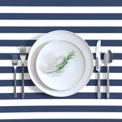 1" Navy and White Stripes - Horizontal - Navy Blue / Navy Peony - 1 Inch / 1 In / 1in