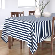 1" Navy and White Stripes - Horizontal - Navy Blue / Navy Peony - 1 Inch / 1 In / 1in