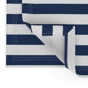 1" Navy and White Stripes - Horizontal - Navy Blue / Navy Peony - 1 Inch / 1 In / 1in