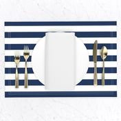 1" Navy and White Stripes - Horizontal - Navy Blue / Navy Peony - 1 Inch / 1 In / 1in