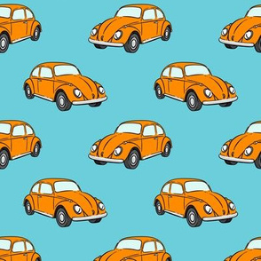 orange bugs -  beetle car (blue) retro - C20BS