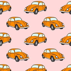 orange bugs -  beetle car (pink) retro - C20BS