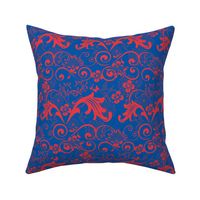 Baroque in Red on Blue, Half Drop