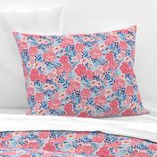 chintz roses/coral blue/small