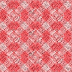 JP4 - Ruched Plaid on the Diagonal in Coral Monochrome