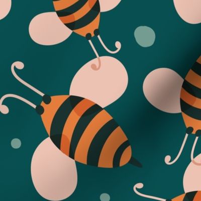 Bee Happy - Teal Large Scale