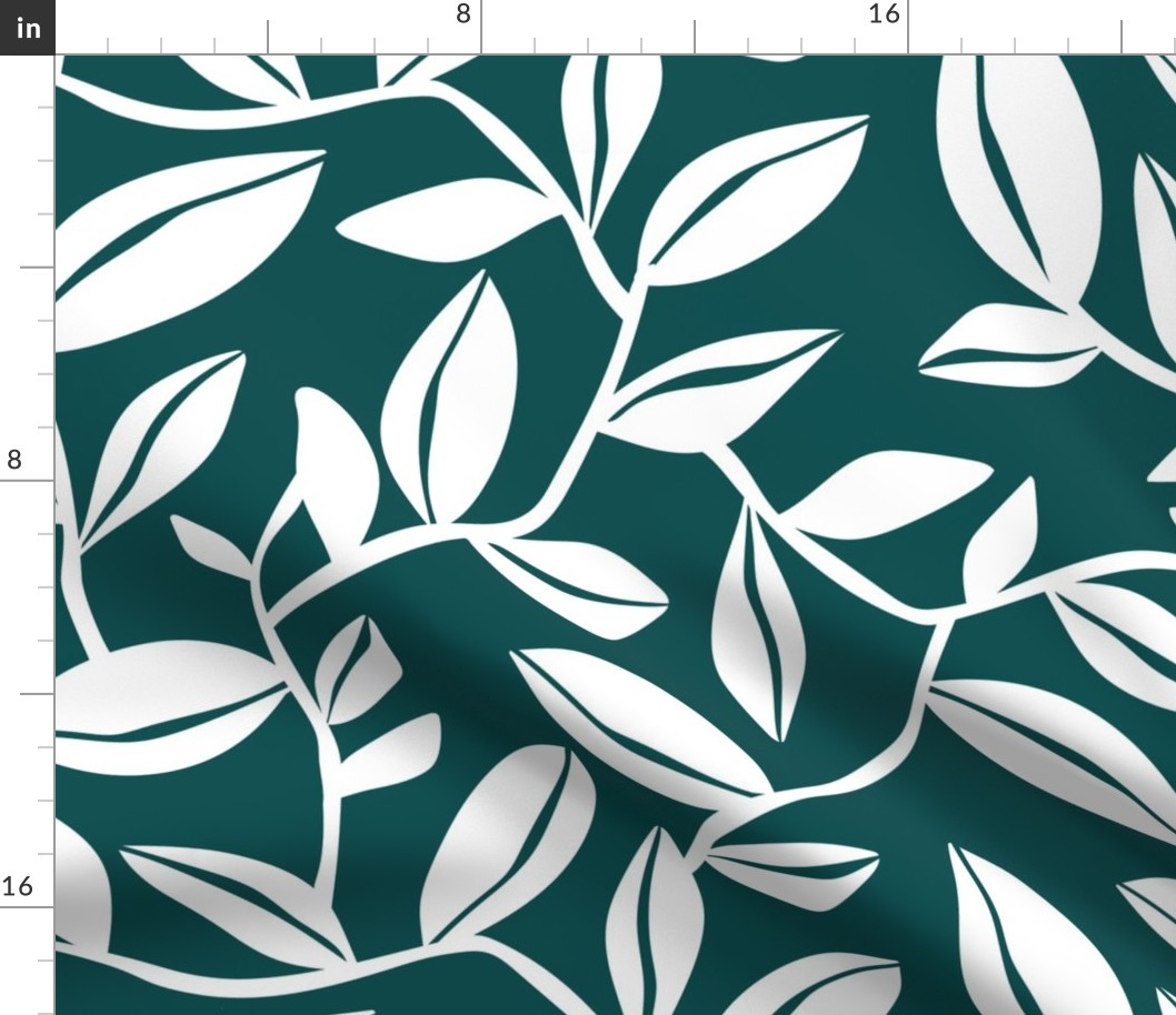 Orchard - Botanical Leaves Teal Large Scale