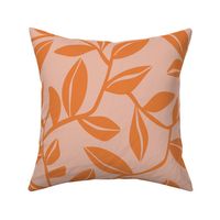 Orchard - Botanical Leaves Blush Pink and Orange Large Scale