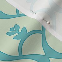 Pretty Maids on a Bow (Endless Paper Cut) Pale Sage & Turquoise Blue  