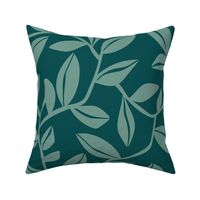 Orchard - Botanical Leaves Teal Green Large Scale