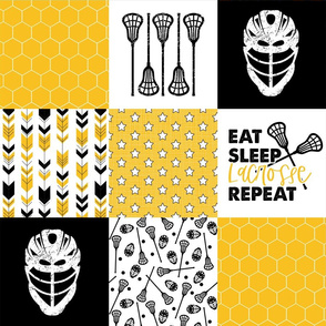 Eat Sleep Lacrosse//Yellow&Black - Wholecloth Cheater Quilt