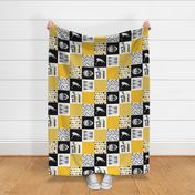 Eat Sleep Lacrosse//Yellow - Wholecloth Cheater Quilt - Rotated