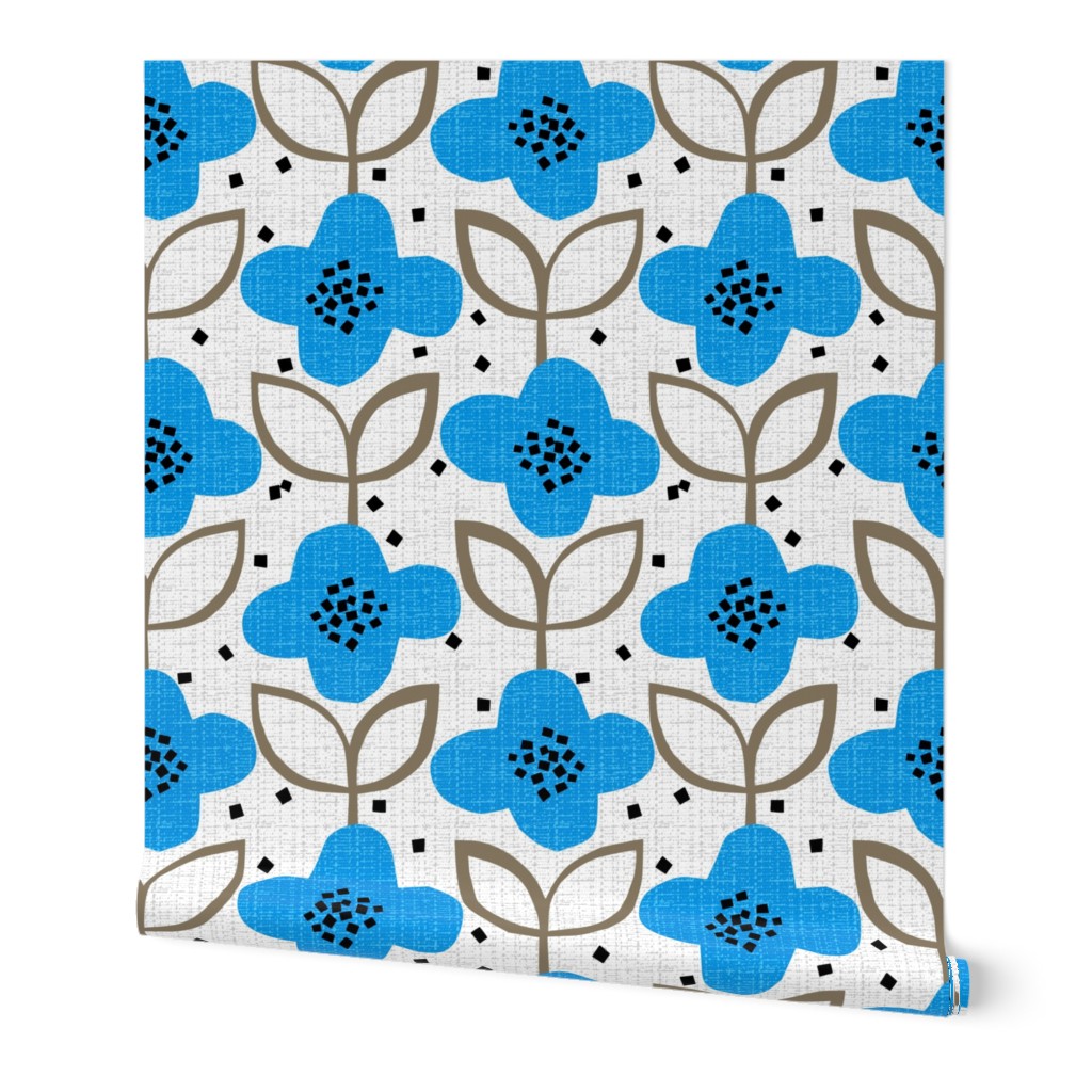 blue cut-paper flowers-spring