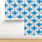 blue cut-paper flowers-spring