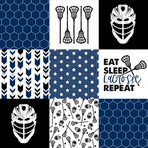 Eat Sleep Lacrosse//Navy - Wholecloth Cheater Quilt