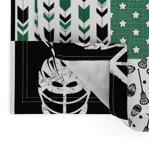 Eat Sleep Lacrosse//Green - Wholecloth Cheater Quilt