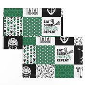 Eat Sleep Lacrosse//Green - Wholecloth Cheater Quilt