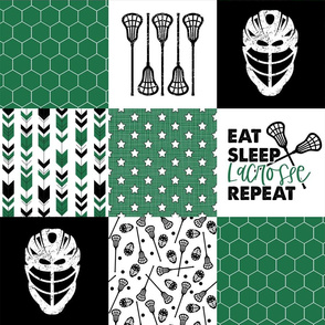 Eat Sleep Lacrosse//Green - Wholecloth Cheater Quilt