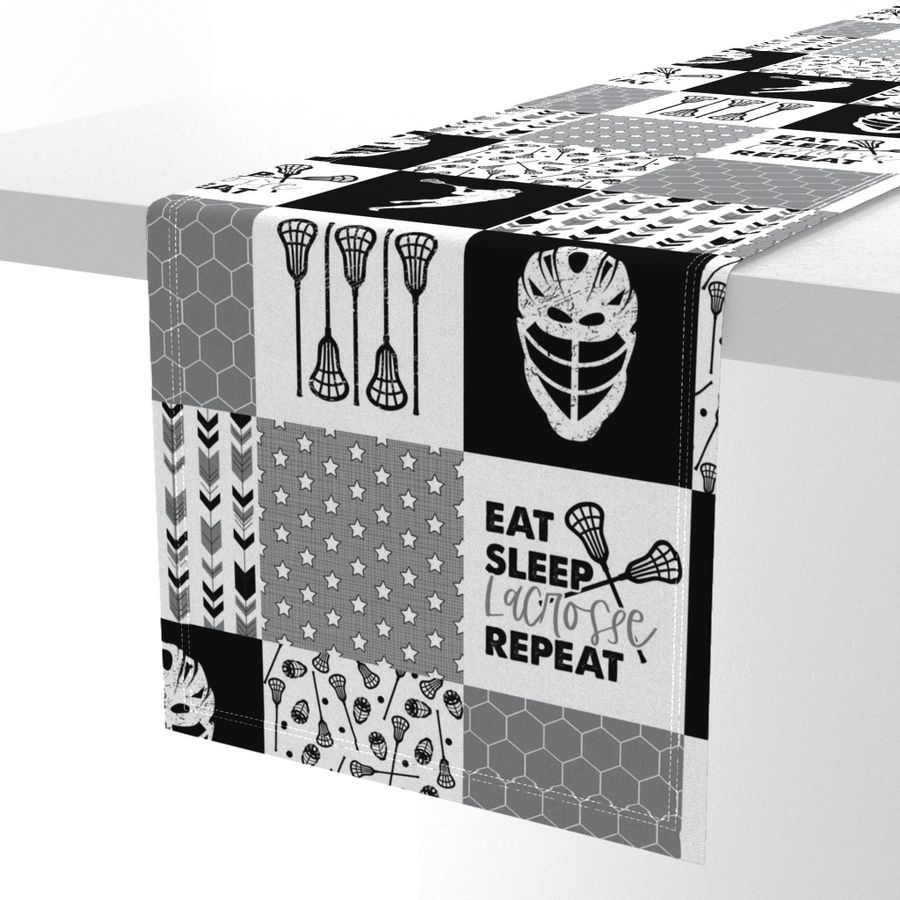 Eat Sleep Lacrosse//Grey - Wholecloth Cheater Quilt