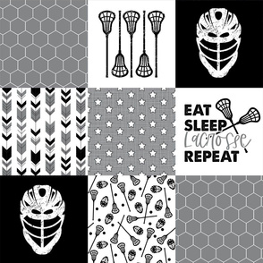 Eat Sleep Lacrosse//Grey - Wholecloth Cheater Quilt