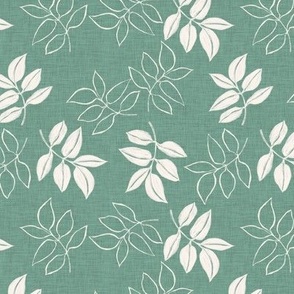 Leaf Silhouettes French Linen in sage