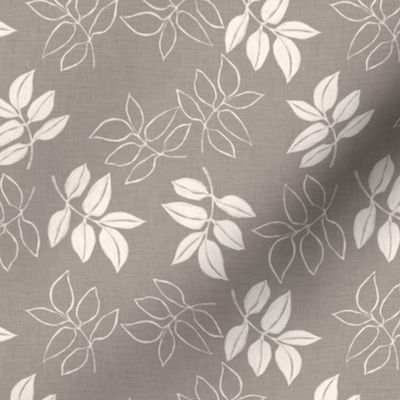 Leaf Silhouettes French Linen - ash