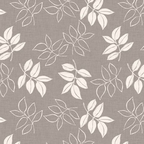 Leaf Silhouettes French Linen - ash