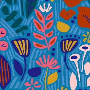 Paper Cut Floral Garden Blue