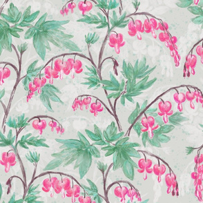 Pink Dicentra Chintz (silver) 21"