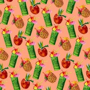 Tiki Cocktail Pattern - Peach