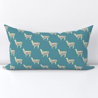 Llama llama in teal, lemon and purple