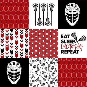 Eat Sleep Lacrosse//Red - Wholecloth Cheater Quilt