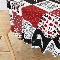 Eat Sleep Lacrosse//Red - Wholecloth Cheater Quilt - Rotated