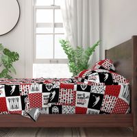 Eat Sleep Lacrosse//Red - Wholecloth Cheater Quilt - Rotated