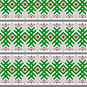 Unity - Force Protection Abundance - Ethno Ukrainian Traditional Pattern - Slavic Ornament - Middle Scale Red Black Green