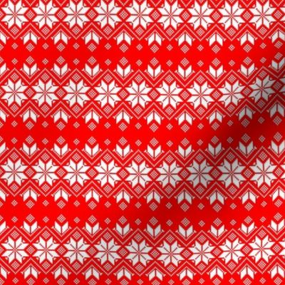 Wellspring - Star Alatyr - Ethno Ukrainian Traditional Pattern - Slavic Symbol - 2 Smaller - White on Red