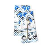 Wellspring - Star Alatyr - Ethno Ukrainian Traditional Pattern - Slavic Symbol 2 - Large Scale Blue