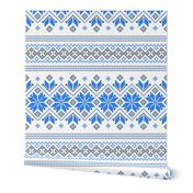Wellspring - Star Alatyr - Ethno Ukrainian Traditional Pattern - Slavic Symbol 2 - Large Scale Blue