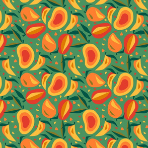 Mango Extravaganza- Papercut Tropical Medley- Mint- Small Scale