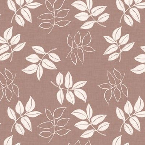 Leaf Silhouettes French Linen in Rose Brown