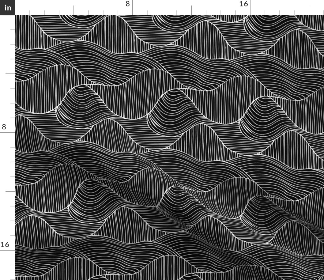 Dunes - Geometric Waves Stripes Black & White Regular Scale