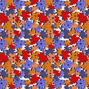 Paper cut flowers - orange, purple, red
