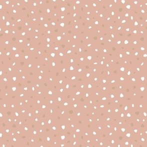 Little spots and speckles panther animal skin abstract minimal dots in white beige on coral