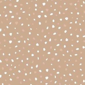 Little spots and speckles panther animal skin abstract minimal dots in white coral on latte