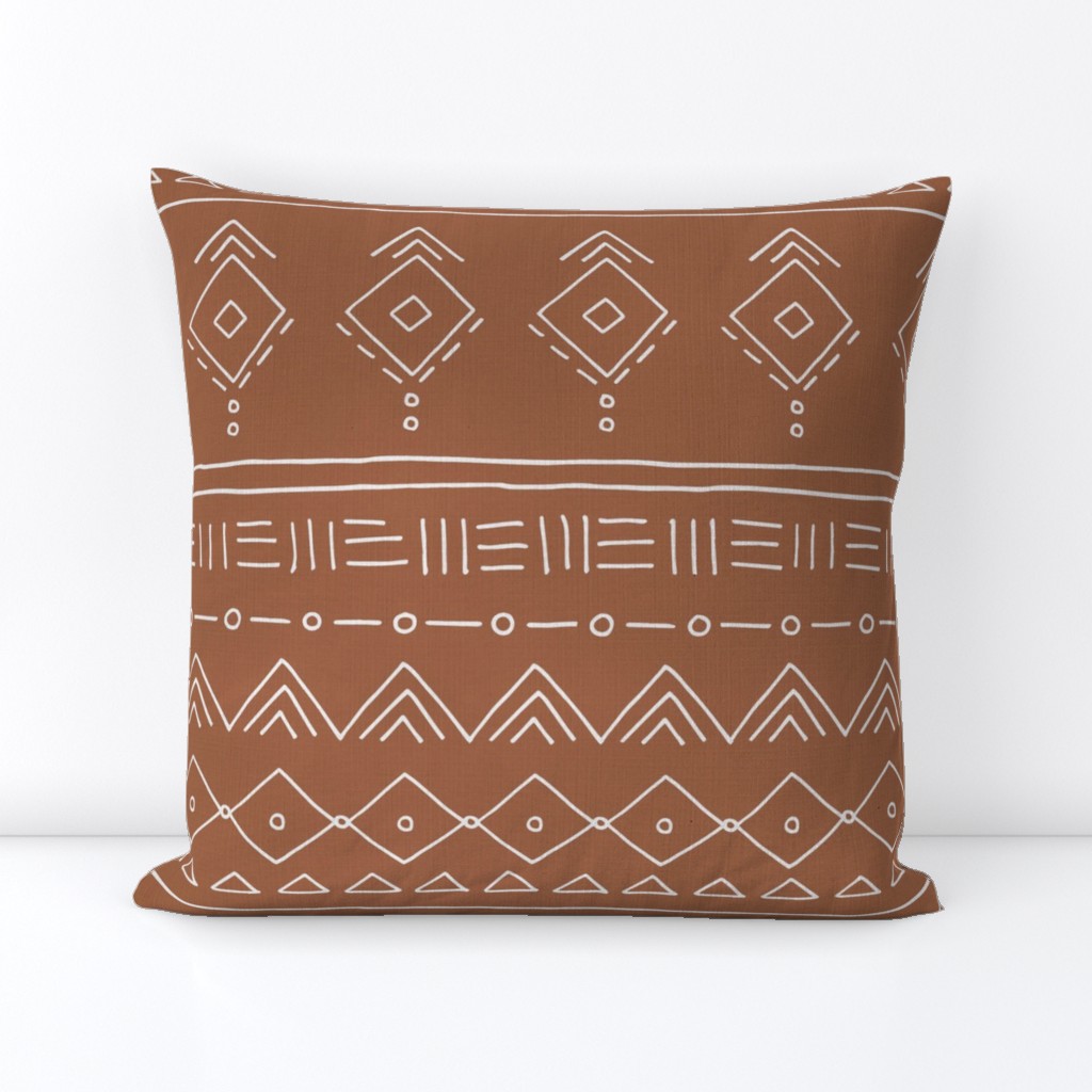 Minimal mudcloth bohemian mayan abstract indian summer love aztec linen texture rust brown JUMBO